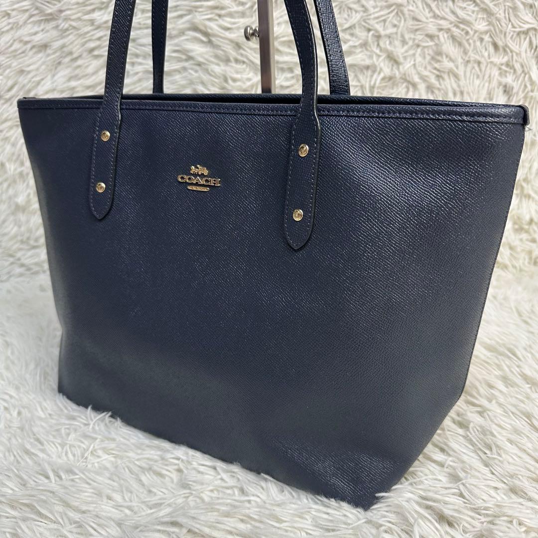 ⭐美品⭐COACH ネイビー レザートートバッグ　a4 収納 大容量 リクルート