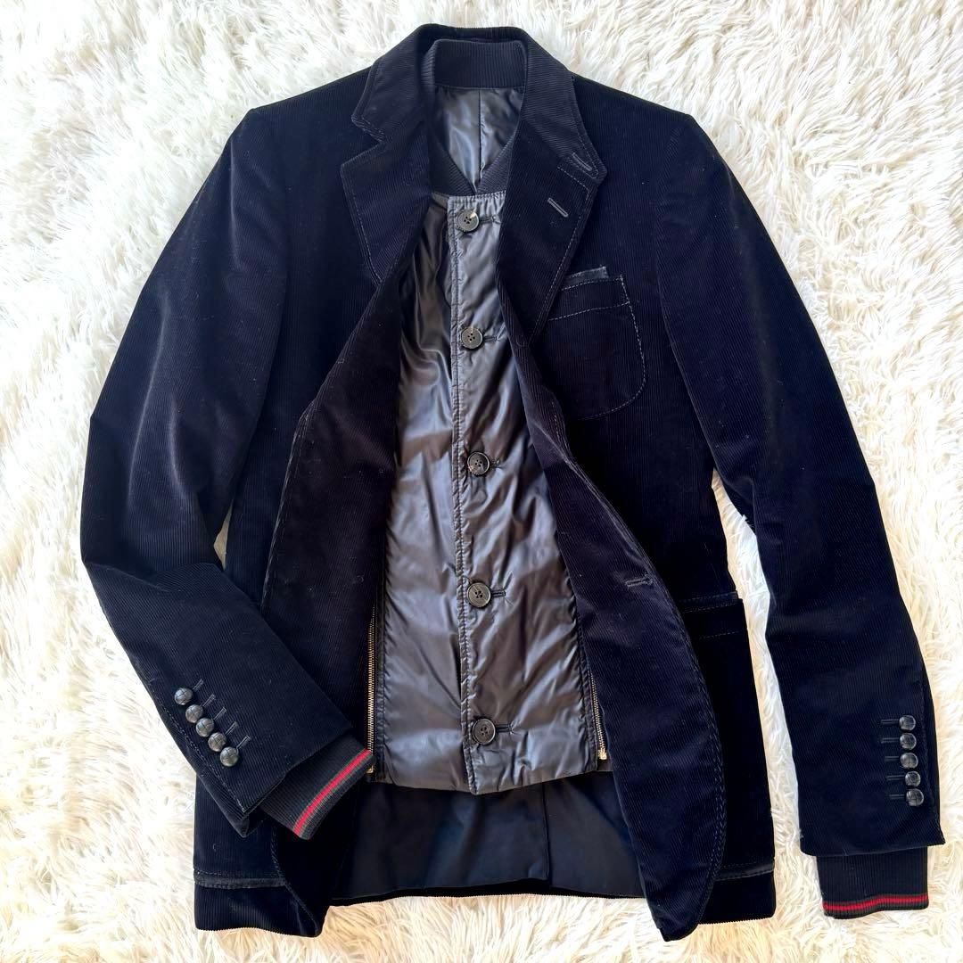 美品グッチGUCCIコーデュロイ テーラードジャケット ブルゾン付シェリーライン