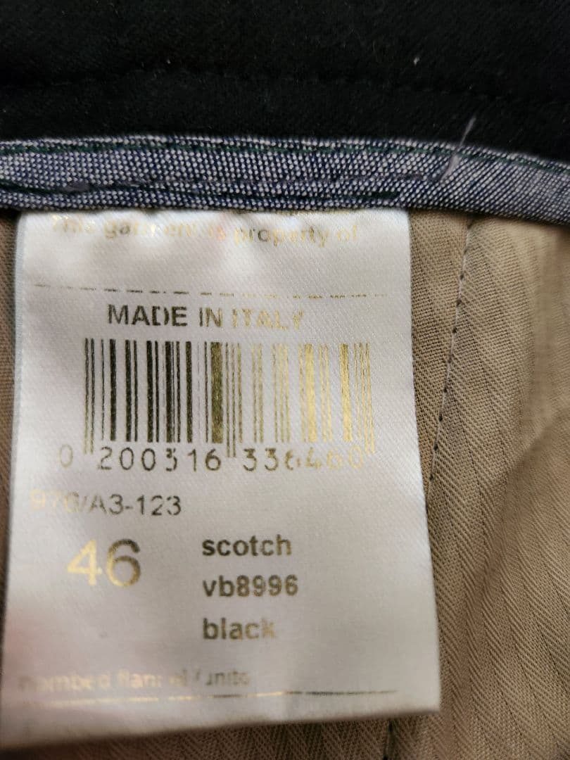 BERWICH 黒 スコッチ スラックス ダブルプリーツ