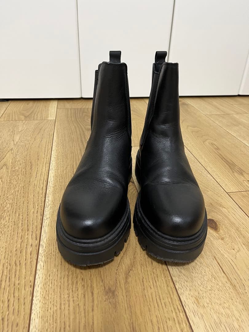 【33RU】REMME ブラック サイドゴアブーツ 厚底 レザー