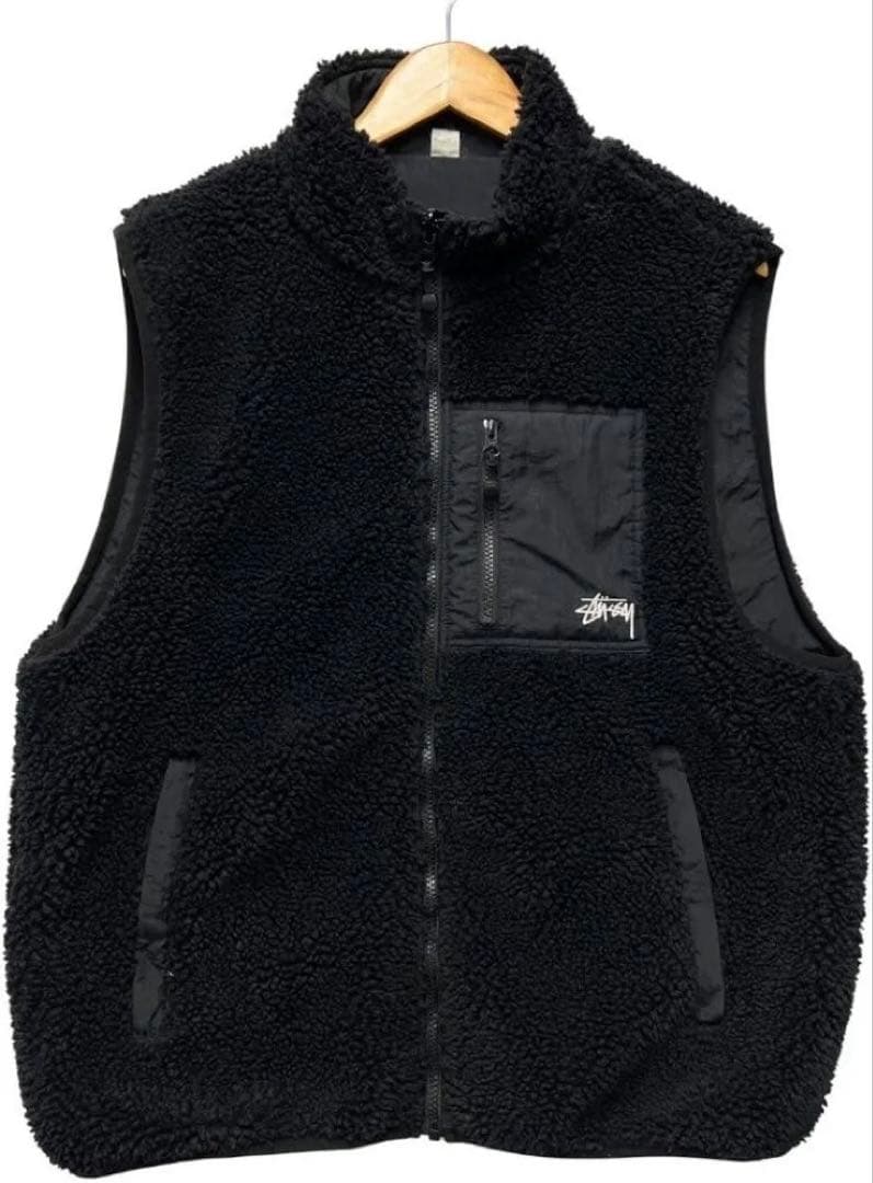 最終価格 stussy sherpa reversible vest Black