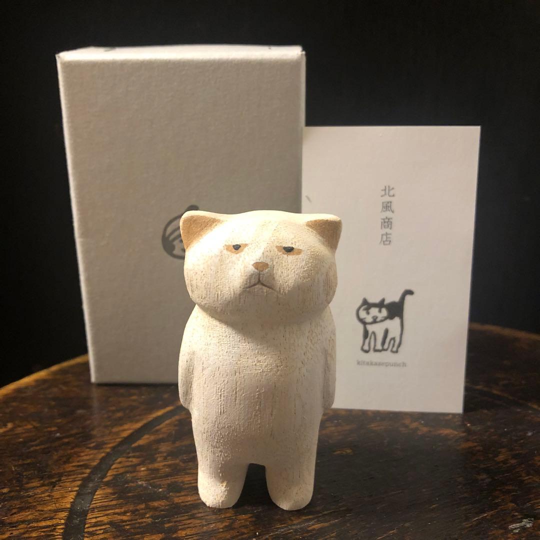 ドラエモン88 キタカゼパンチさん 木彫猫 箱付き