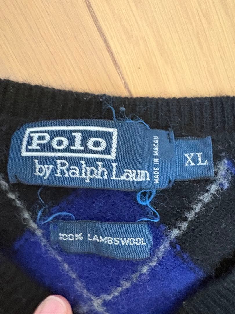トップス 90s Ralph Lauren argyle lambs wool knit