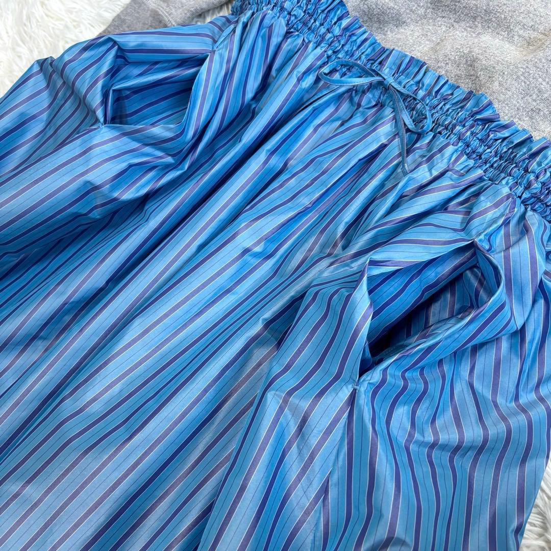 ドゥロワー ツリ裏毛ファブリックワンピース シルク ストライプ FREE 日本製