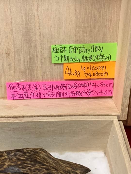 特大 逸品 特割 京都古寺所蔵売切価格天然香木伽羅蜜(香木伽羅沈香)74万円品