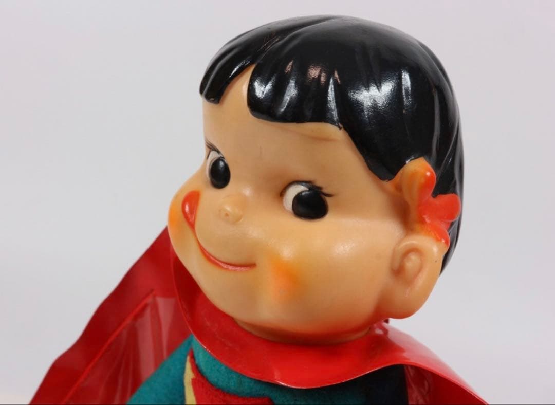 【〜1/23】不二家 ペコちゃん 当時もの　スーパーマン 26cm ソフビ 美品