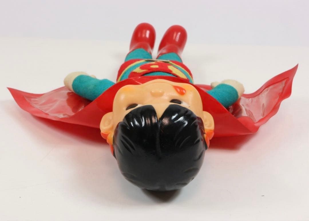 【〜1/23】不二家 ペコちゃん 当時もの　スーパーマン 26cm ソフビ 美品