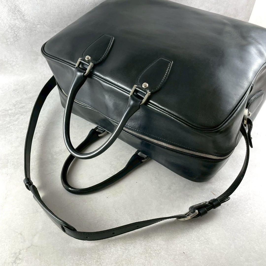 美品 2way 大容量✨万双 双鞣和地 本革ボストンバッグ ビジネスバッグ 黒