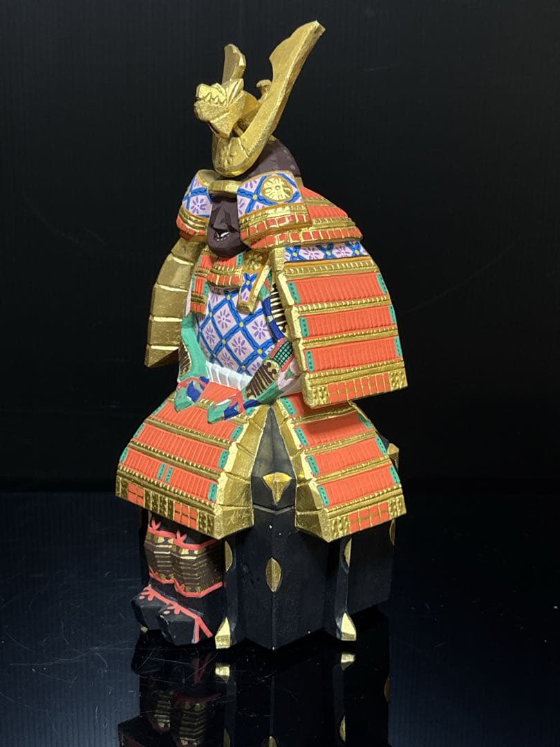 奈良 一刀彫 名人 清水古俊 造 具足 鎧 置物 桐共箱付