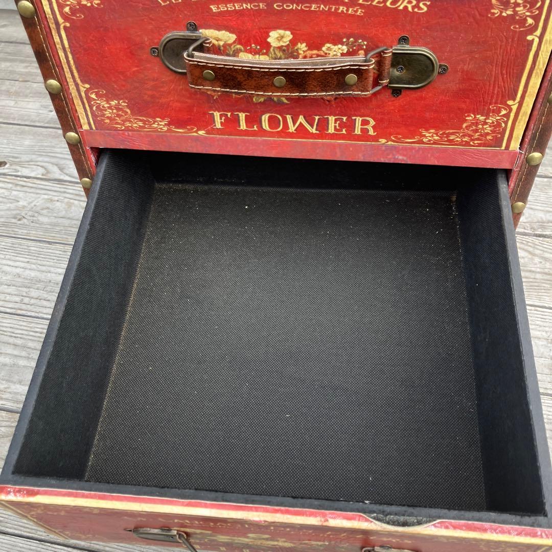 北欧レトロ アンティーク 薔薇柄ミニチェスト ナイトテーブル サイドテーブル