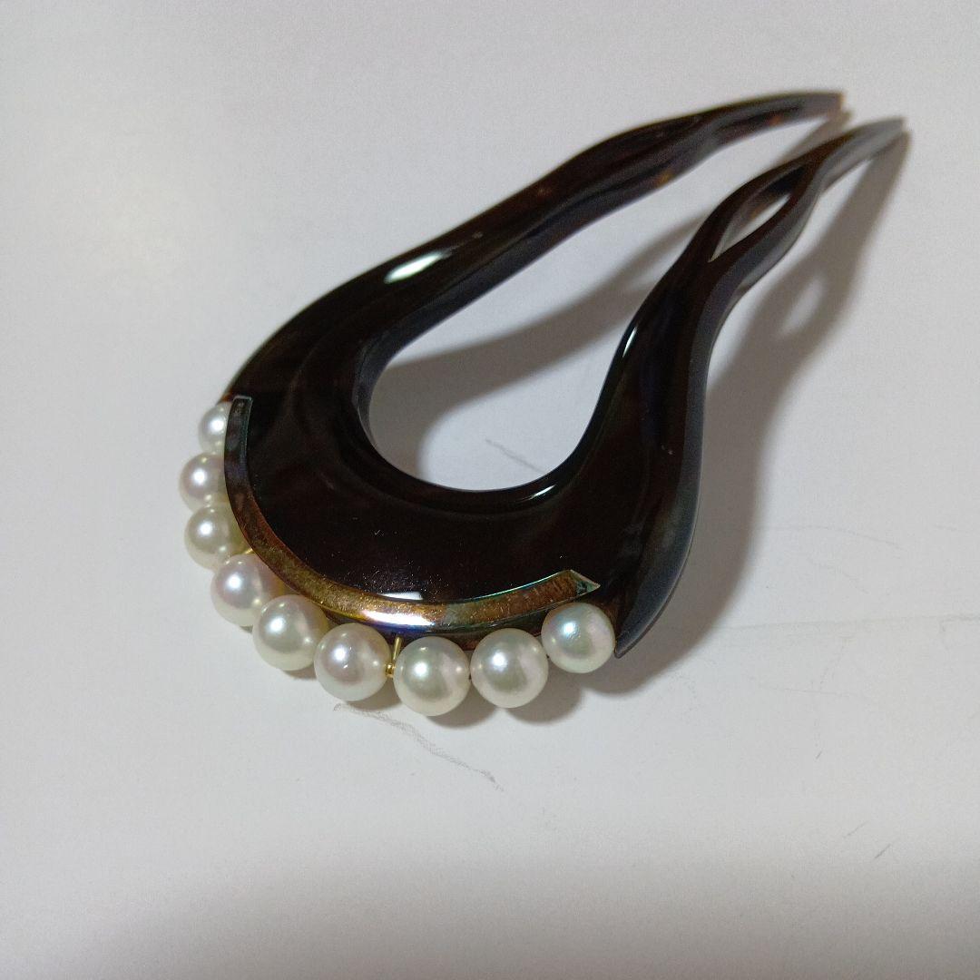 べっ甲に真珠・ゴールドのかんざし