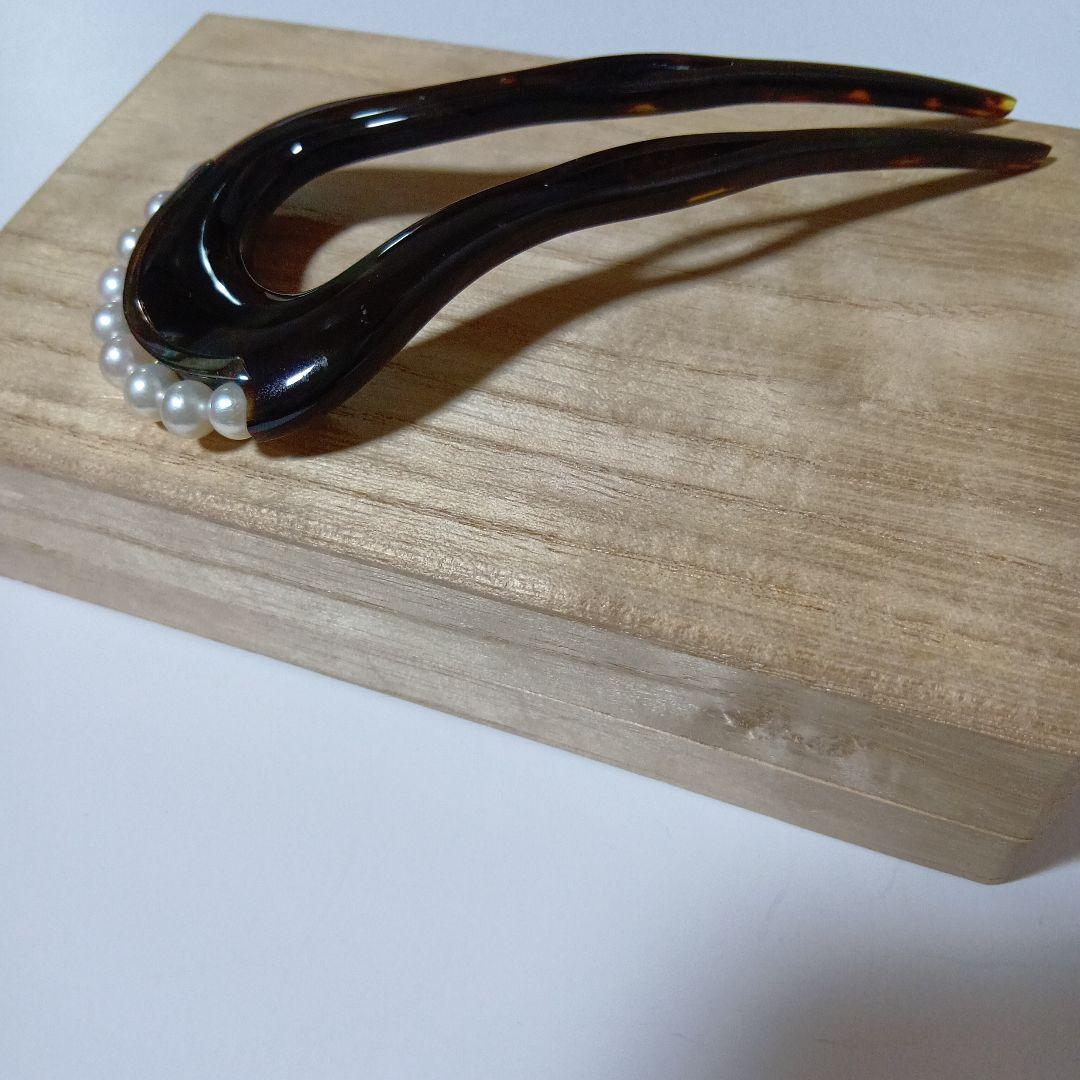 べっ甲に真珠・ゴールドのかんざし