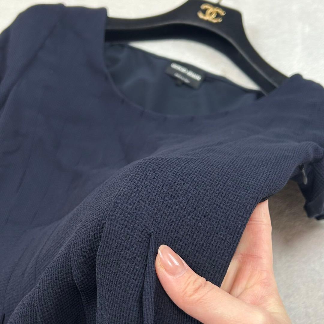 K939 美品 M ジョルジオアルマーニ プリーツ ひざ丈ワンピース レディース