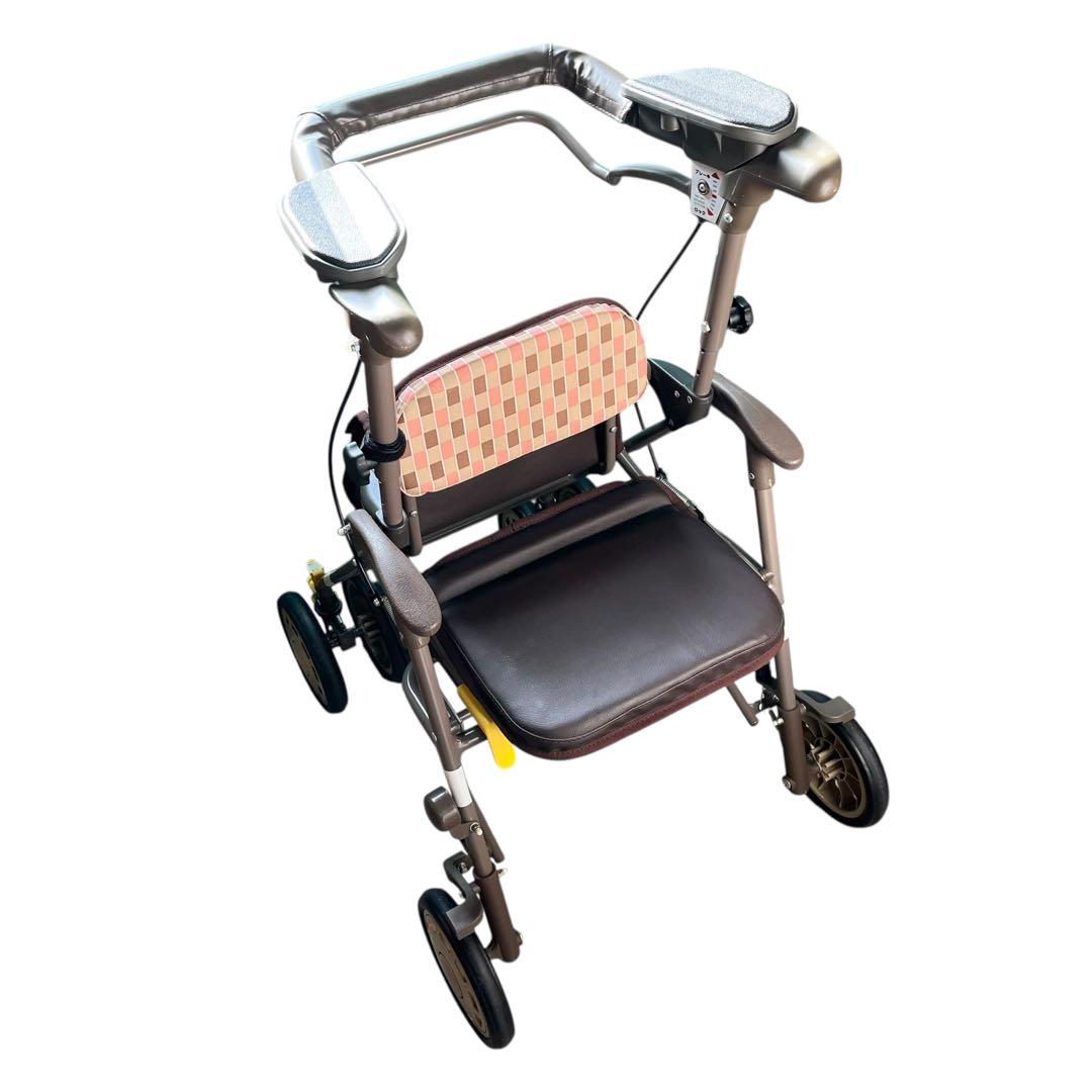 【美品】島製作所 四輪歩行車 シンフォニー AR シルバーカー ピンクブロック