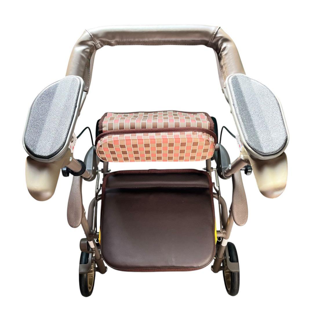 【美品】島製作所 四輪歩行車 シンフォニー AR シルバーカー ピンクブロック