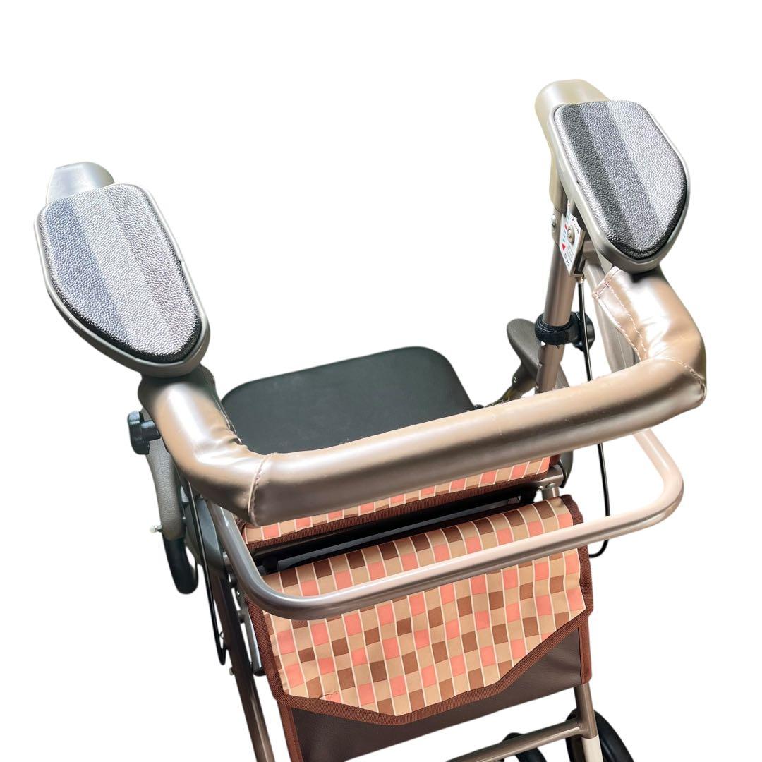 【美品】島製作所 四輪歩行車 シンフォニー AR シルバーカー ピンクブロック