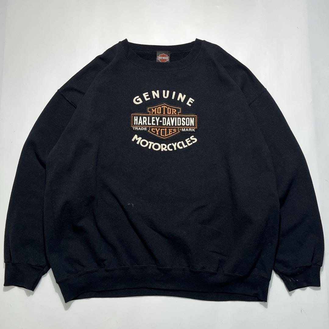 ハーレーダビッドソン スウェット XL 黒 ブラック ワッペン 7349
