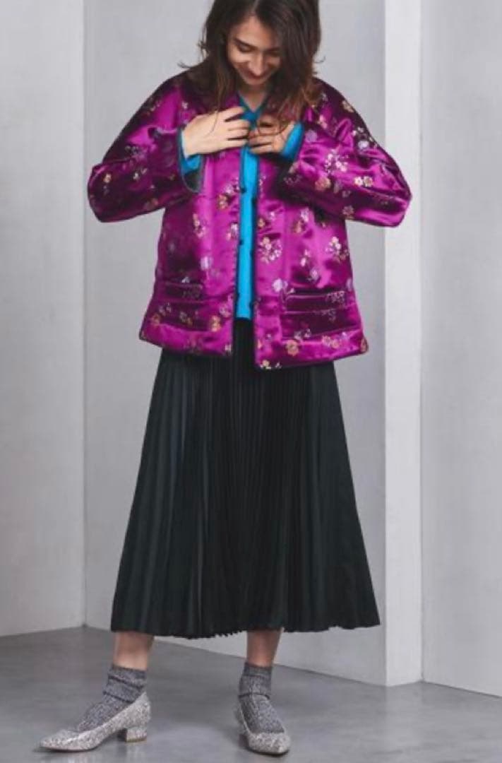 dahl'ia チャイナ風　ツイード　リバーシブルジャケット