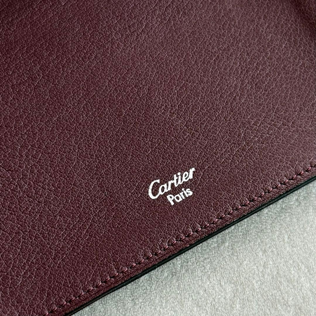 Cartier マストドゥ カーフスキン 名刺入れ カードケース 黒 ボルドー