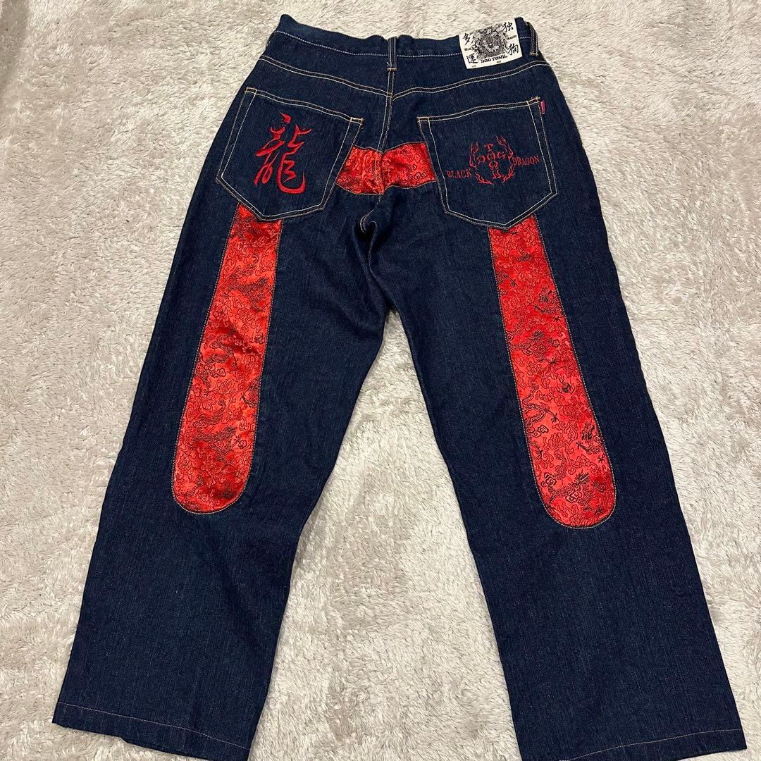 希少　DOGTOWN ドッグタウン　黒龍　デニム　パンツ　メンズ　W32 刺繍
