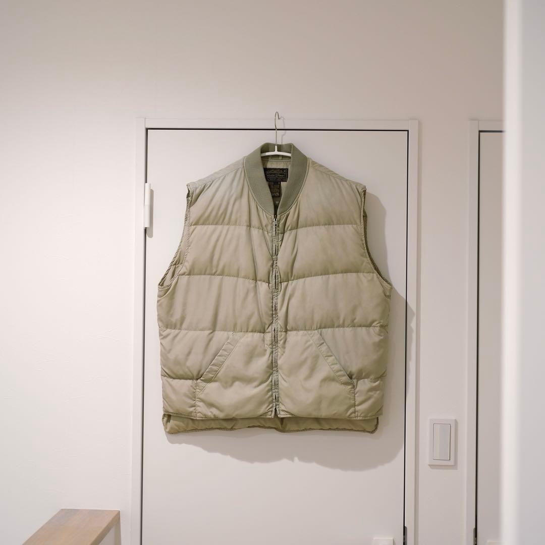 80s エディーバウアー　グースダウンベスト　ナイロン　ベージュ　XL