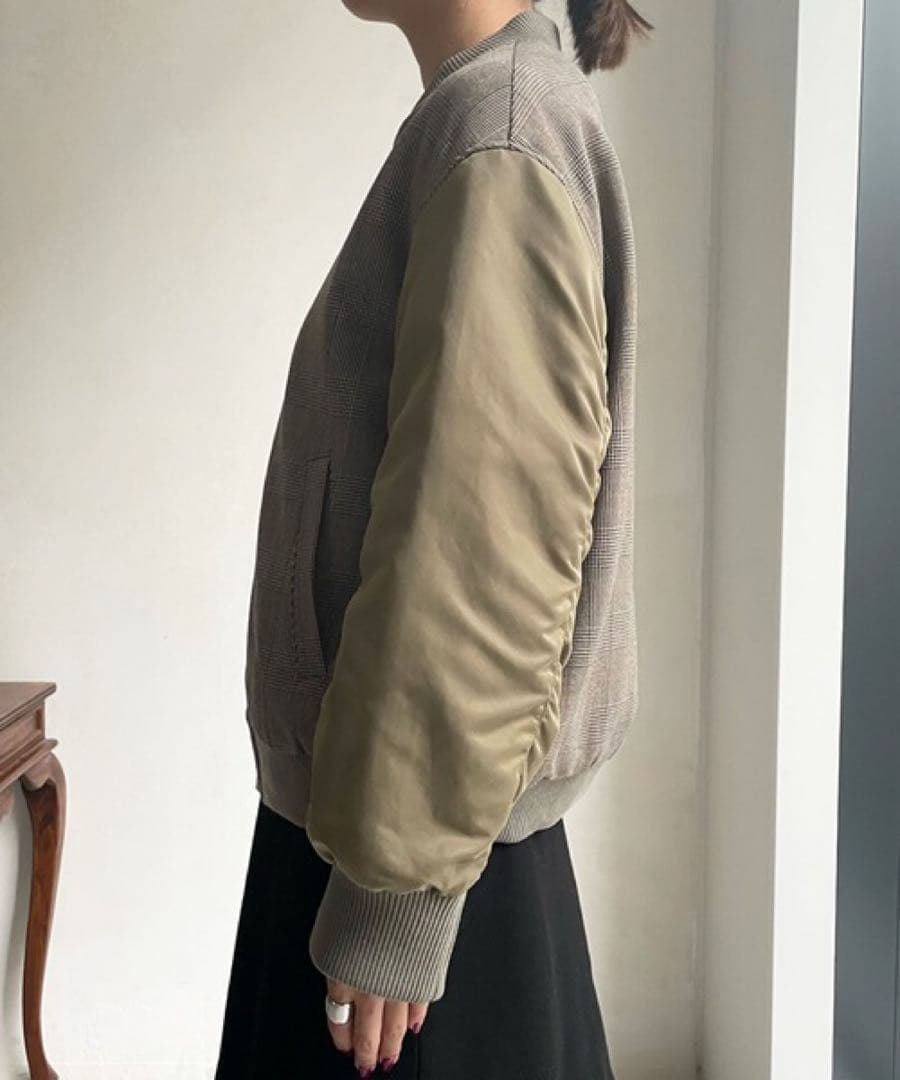 シャルロッテ⭐︎DOUDOU 異素材切替チェック柄ブルゾン 定価1.7万円