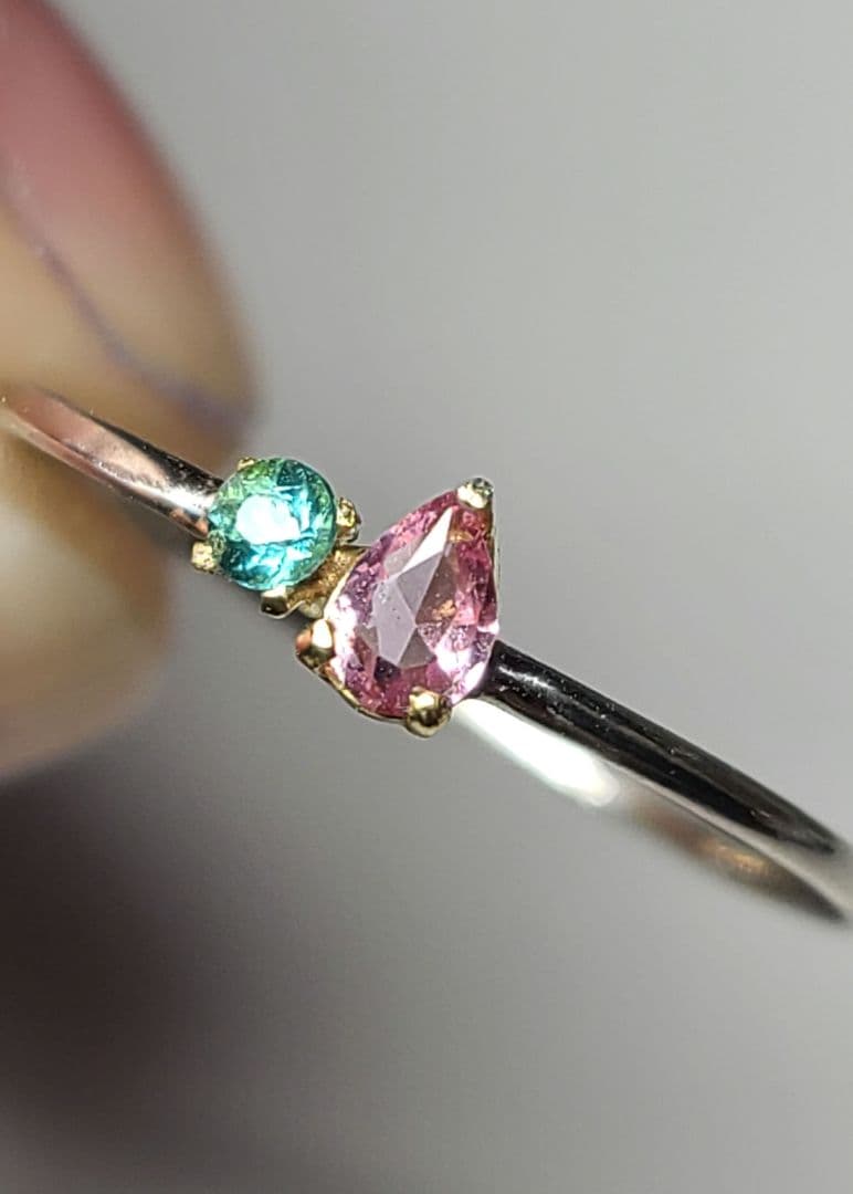 minはる★バターリャパライバトルマリン&パパラチアリングPt900★