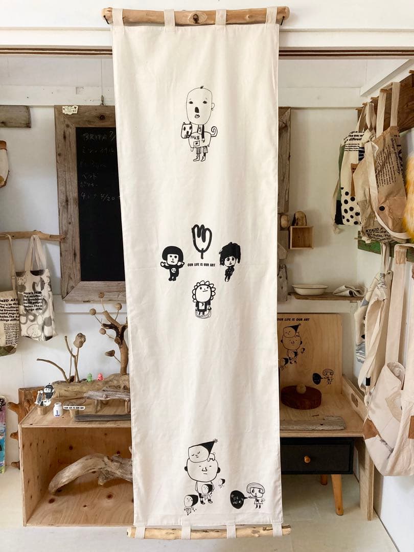 ハンドメイド　アート掛軸リバーシブル　オリジナルイラスト