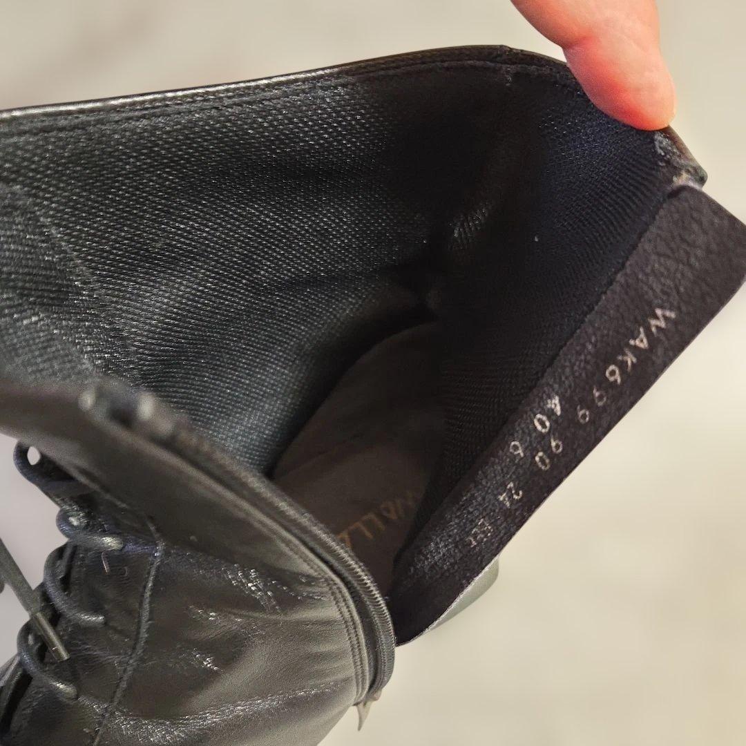 美品asics WALLAGE レースアップブーツ 24cm 3E サイドジップ