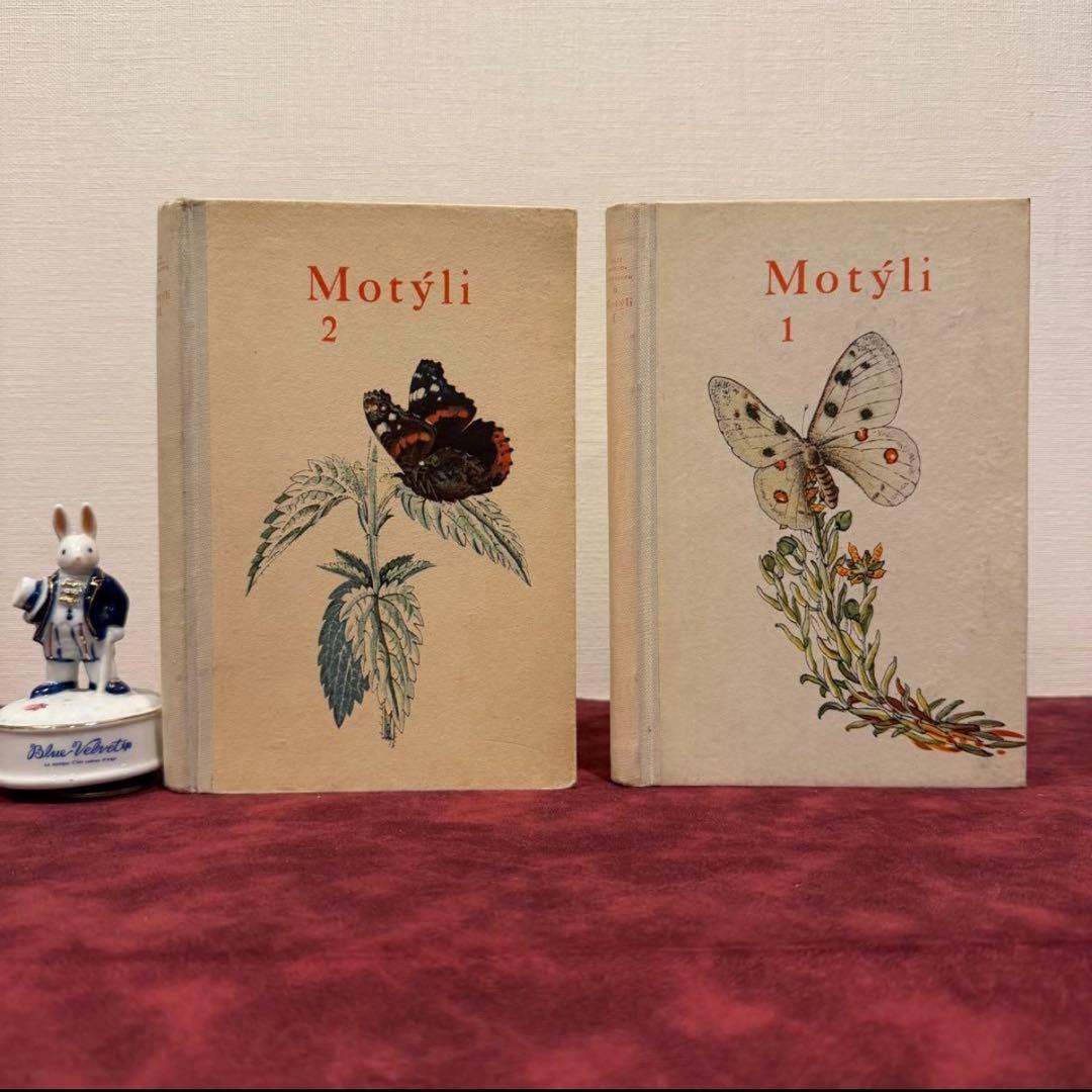 129②チェコ蝶々図鑑　2冊セット　洋書古書　ジャンクジャーナル　ボタンニカル