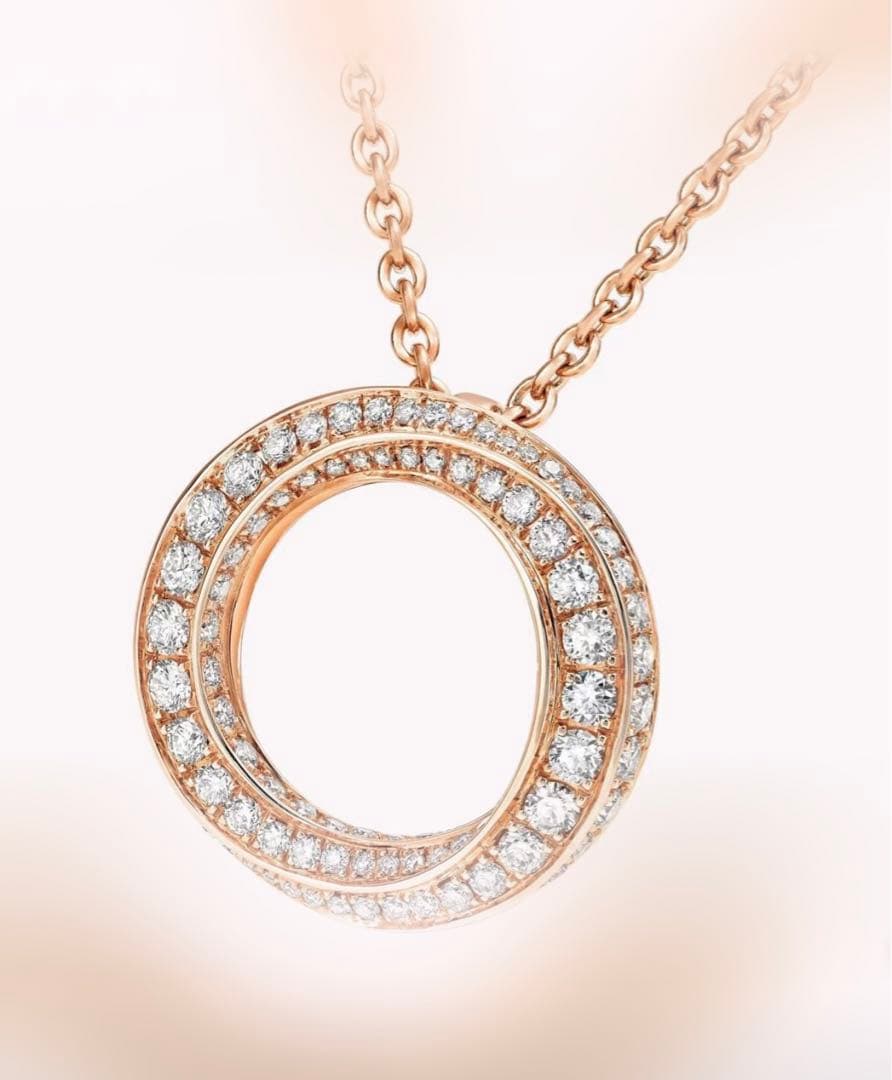 茶むGRAFF ダブルリングデザイン ネックレス