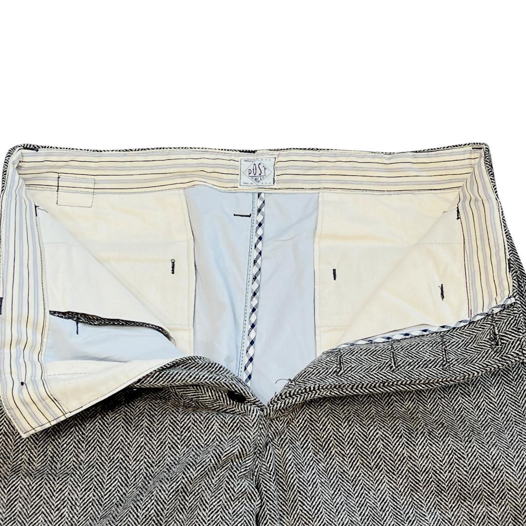 未使用 ポストオーバーオールズ アメリカ製 ヘリンボーンウールトラウザーズ M