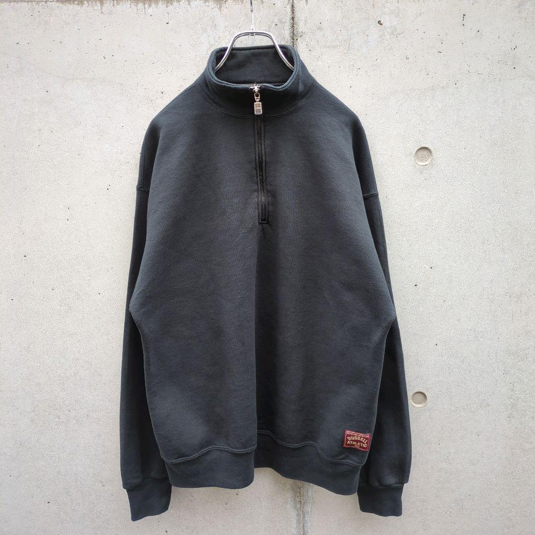 90s USA製 Russell Black Half Zip Sweat