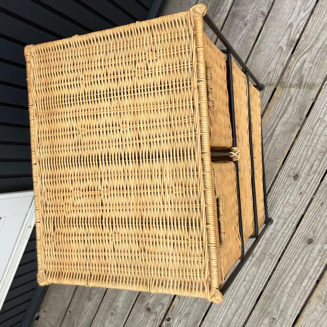 北欧レトロ アイアンフレーム ラタンチェスト キッチンラック ビンテージ