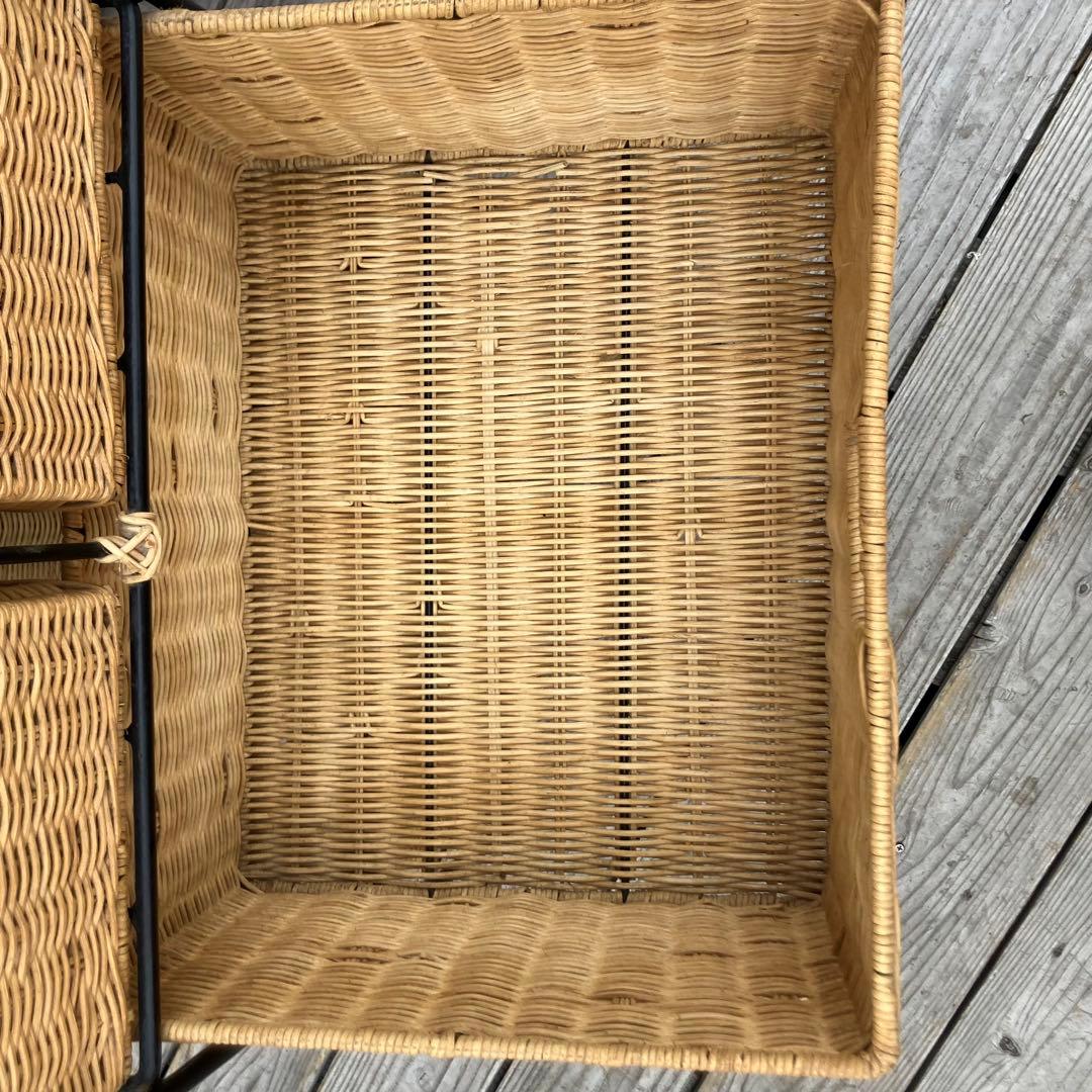 北欧レトロ アイアンフレーム ラタンチェスト キッチンラック ビンテージ