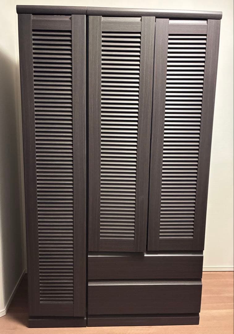 ワードローブ　洋服タンス　ダークブラウン 収納キャビネット　洋服ダンス