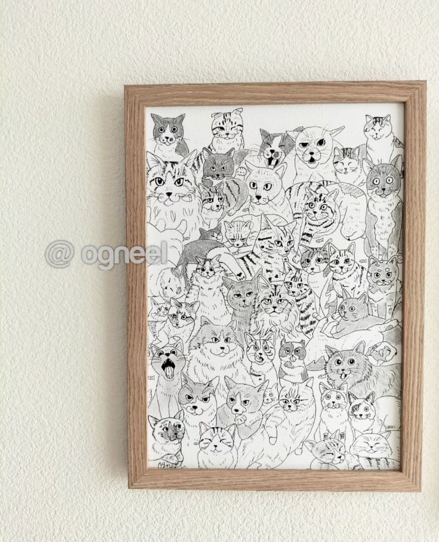 空*猫様 【第1弾　猫ちゃん大集合！】ペン画　原画　一点もの