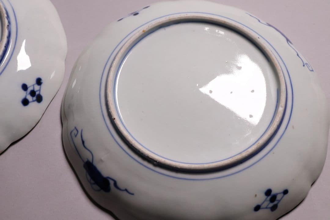 【CM120】古伊万里 色絵 中皿 2枚 盛皿 幅22.3cm 錦手 花鳥 草花