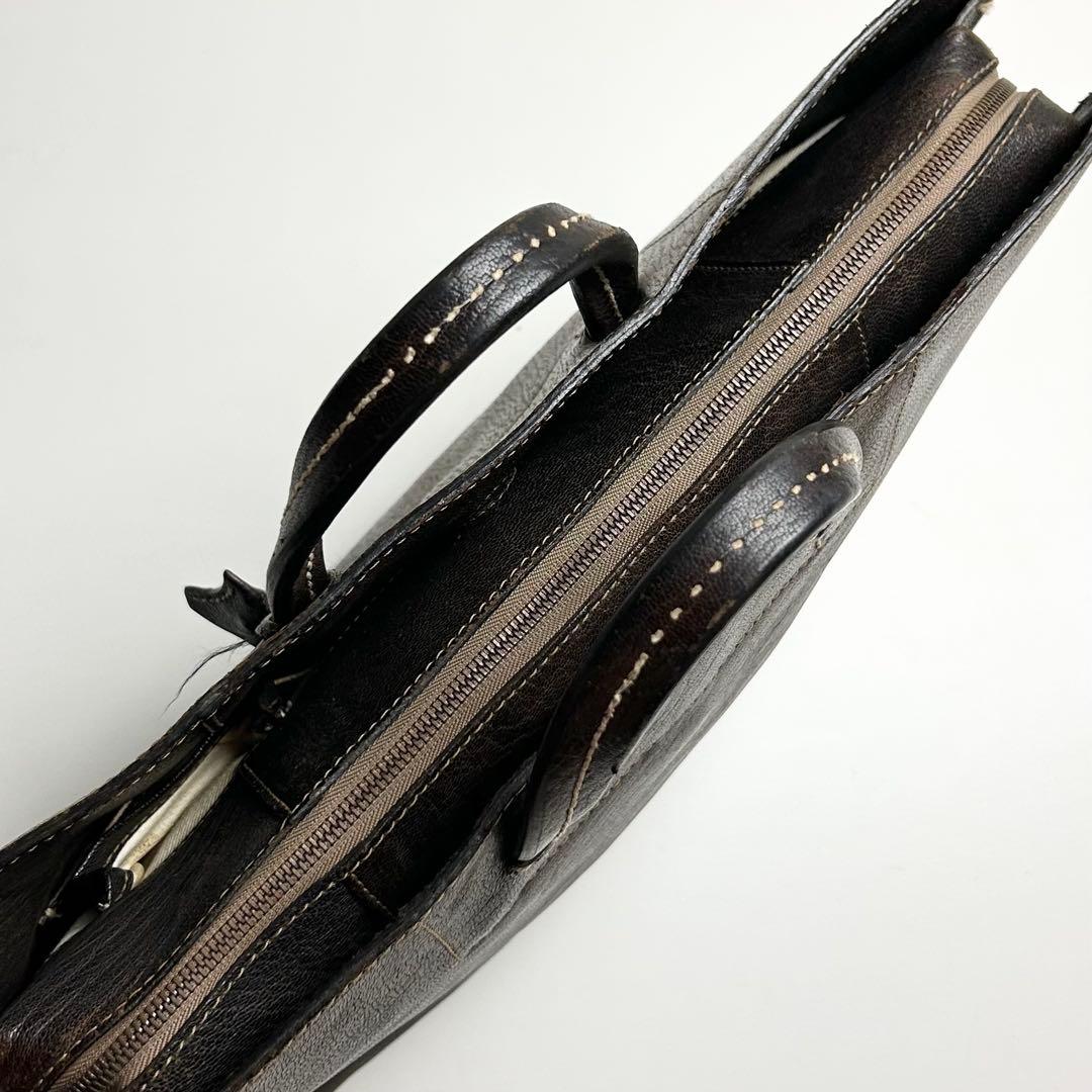 【希少】ダンゲンテン/アンティーク加工レザーブリーフケース/ビジネスバッグ/鍵付