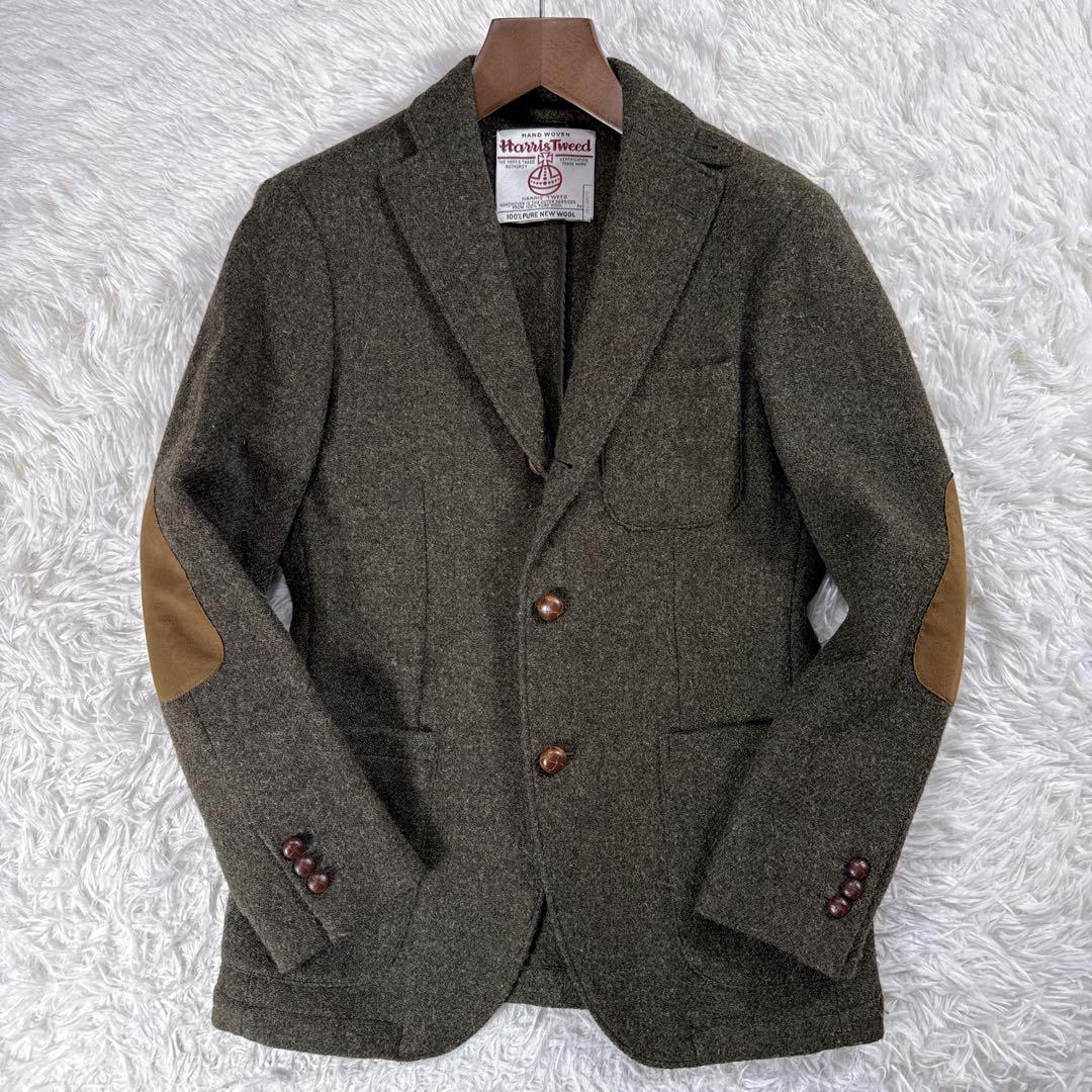 ハリスツイード アーバンリサーチ ツイードテーラードジャケット カーキ M