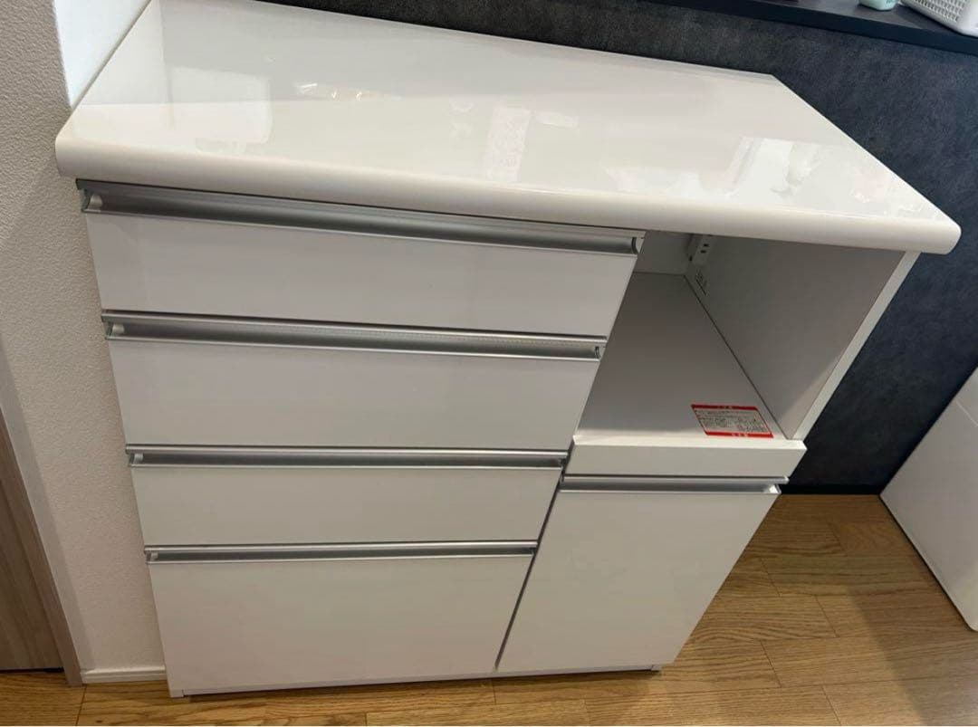 美品　大川家具　キッチンカウンター 白　W90タイプ