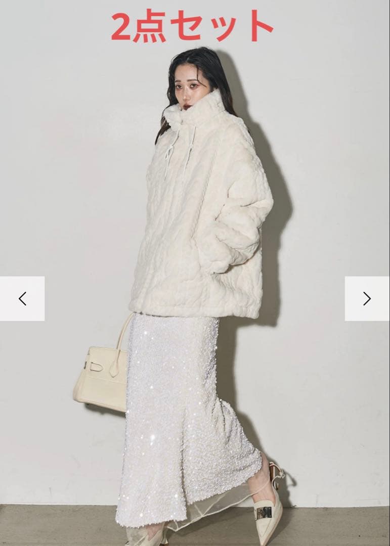 ANDREA&Co.ケーブルデザインZIPファージャケット➕スパンコールスカート