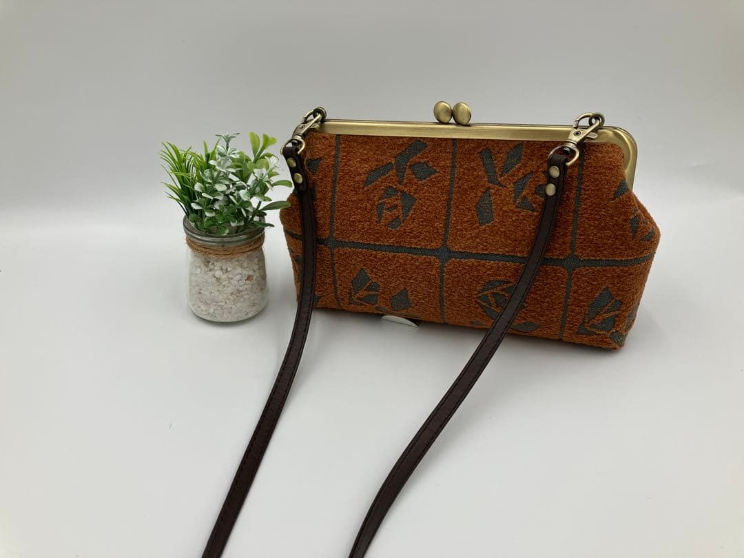 ミナペルホネン　がま口ポシェット　LULU ルル　ブラウン