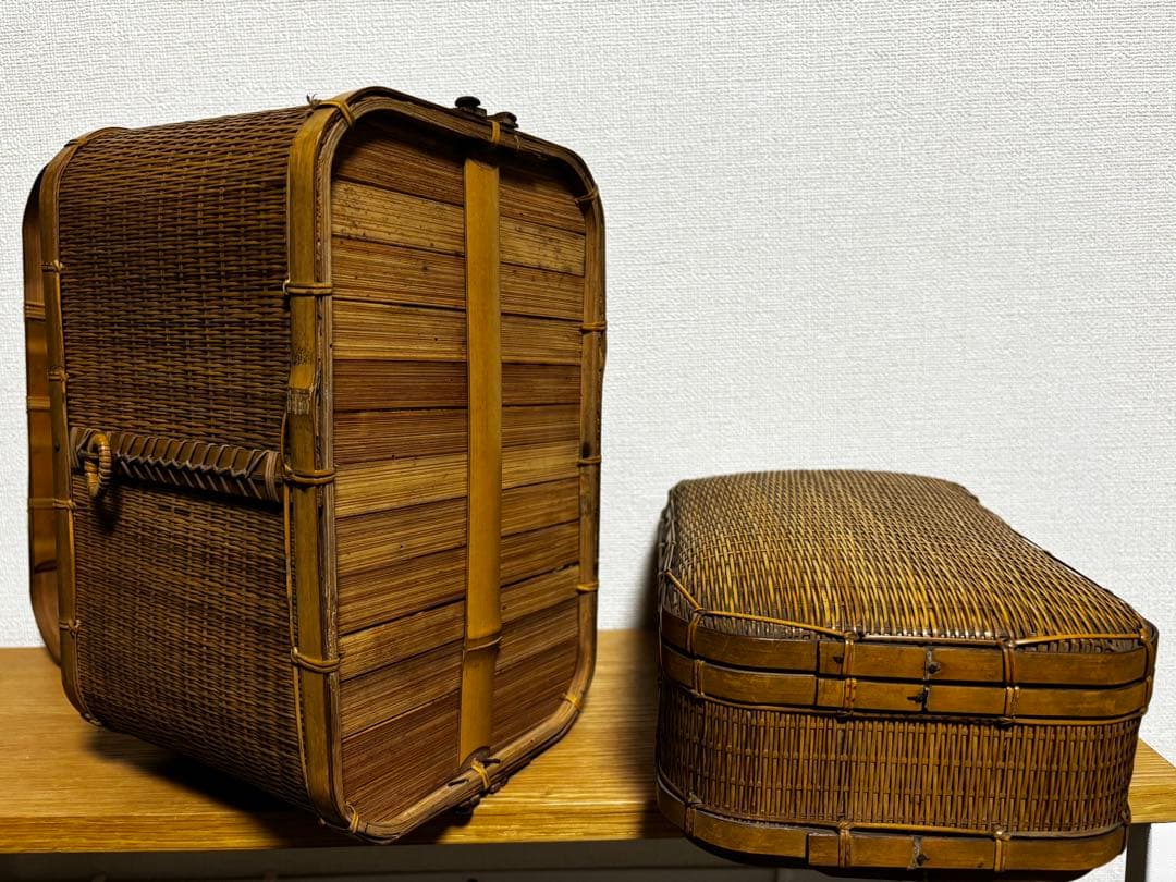 レトロ　竹細工　竹籠　インテリア