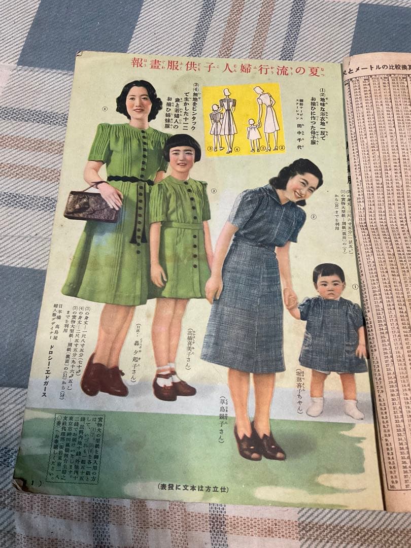 昭和十五年／夏の流行婦人子供服の作り方。主婦之友六月號付録。【僅かに破れあり】。