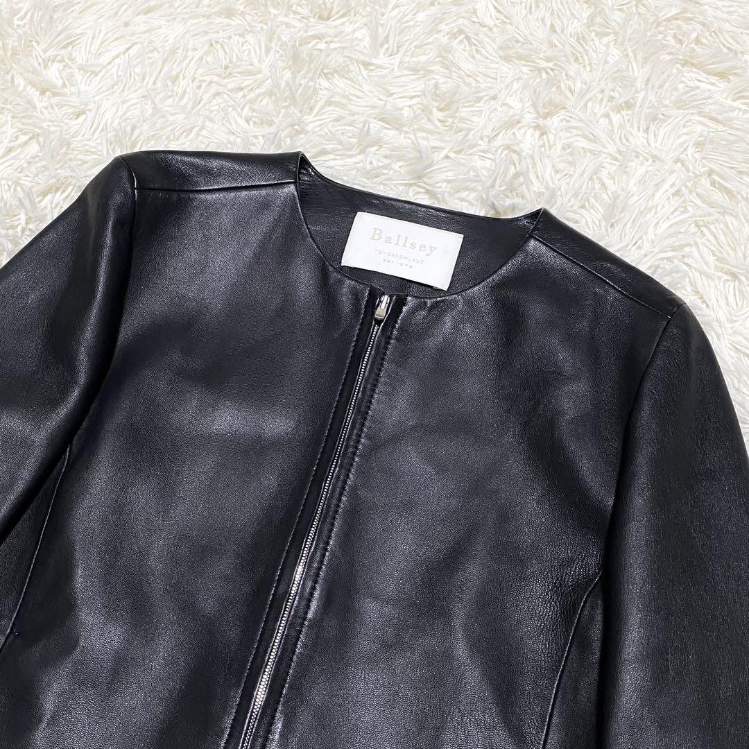 麻里 美品 ボールジィ ノーカラージャケット 羊革