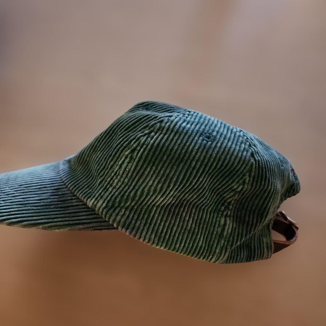 ​90s ポロラルフローレン コーデュロイ キャップ グリーン 刺繍ロゴ