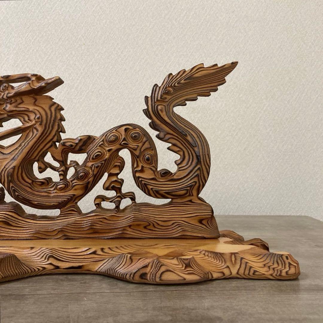 屋久杉　龍　彫刻　ビンテージ　木工　工芸品　開運　置物