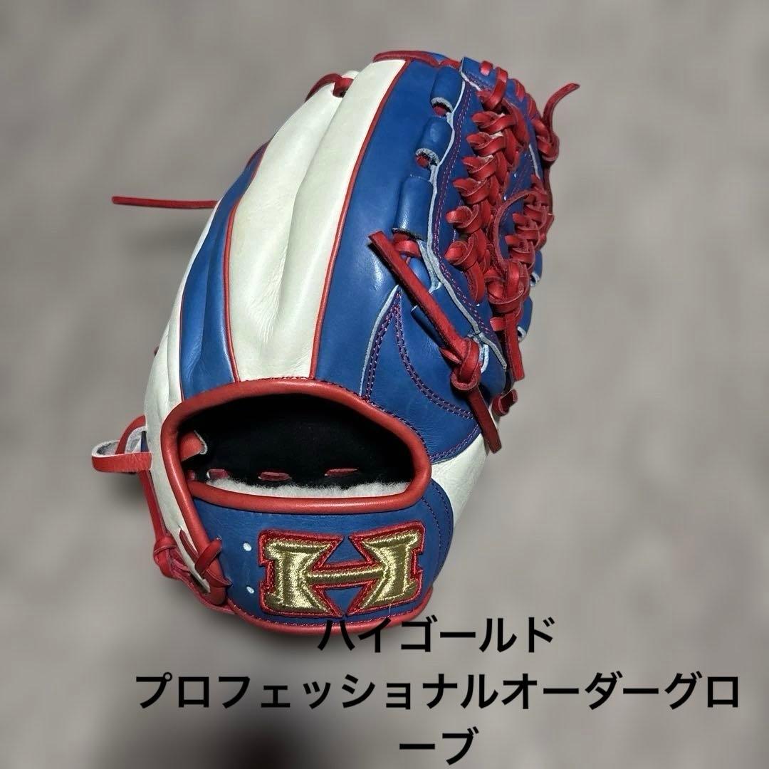 軟式野球オーダーグローブプロフェッショナル 野球グローブ 青白赤