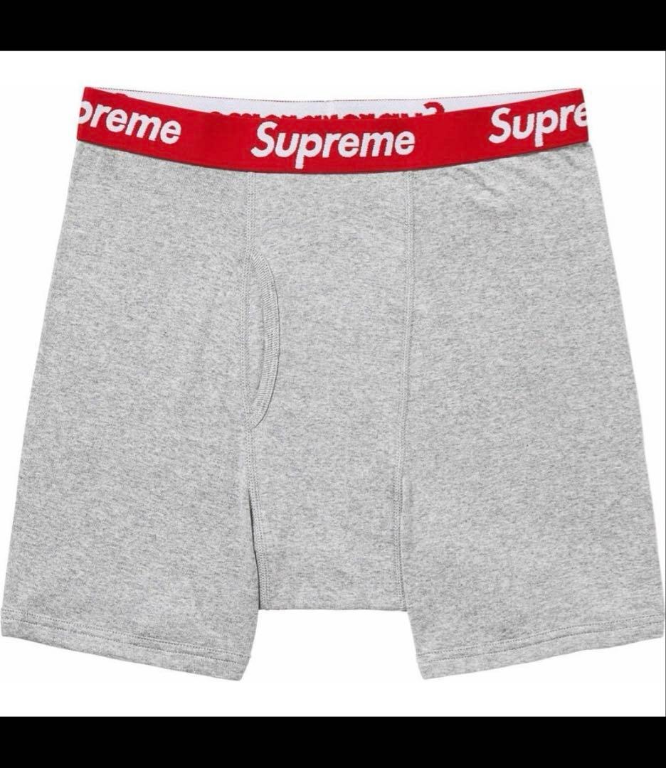 S Supreme Hanes Boxer 2 Pack グレー 希少XL